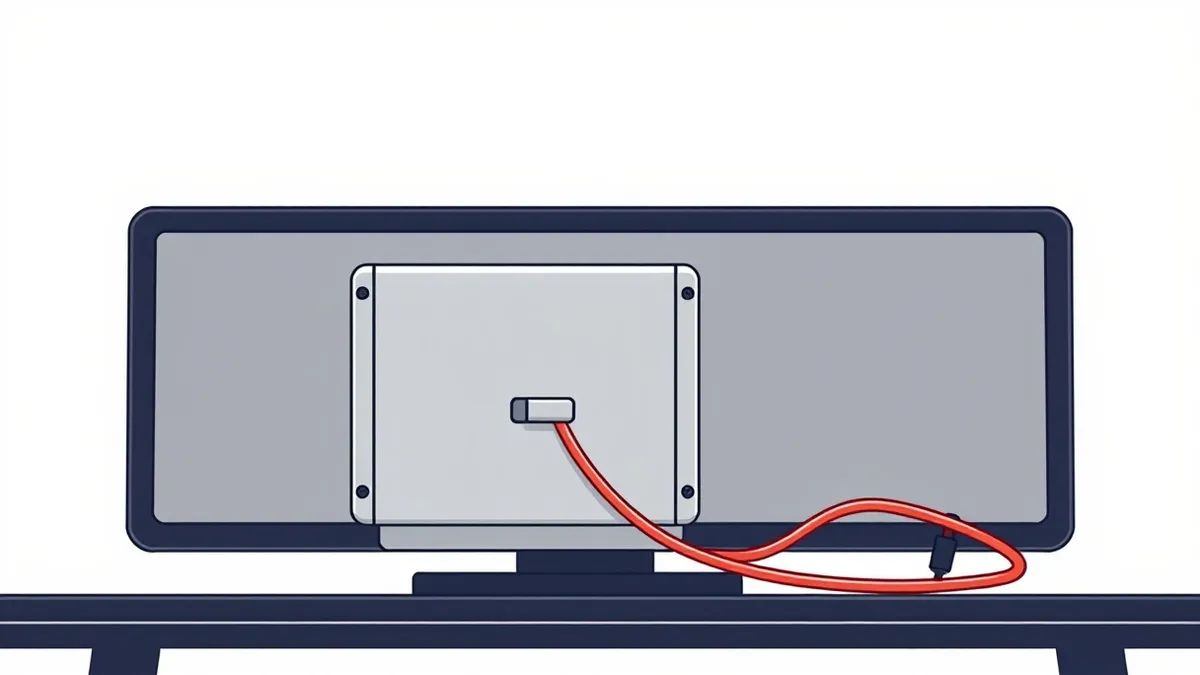 Illustration: A sleek, silver hardware security module sits isolated on a dark desk.