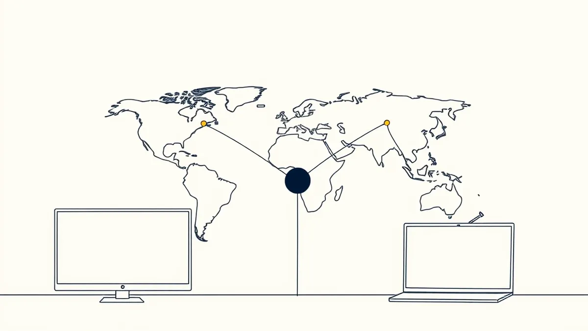 Illustration: A network diagram shows three separate geographic nodes connected by independent lines.