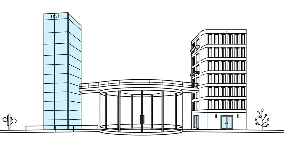 Illustration: A sleek glass bridge connects two distinct office towers, symbolizing trust across boundaries.