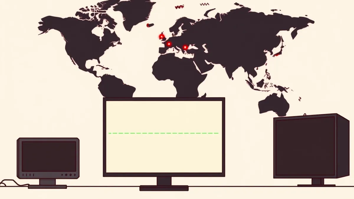 Illustration: A dark network map glows with faint red pulses where invisible probes hit closed ports.