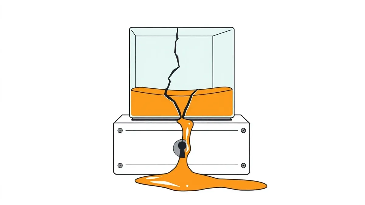 Illustration: A translucent glass cube representing a virtual machine sits atop a solid metal box.
