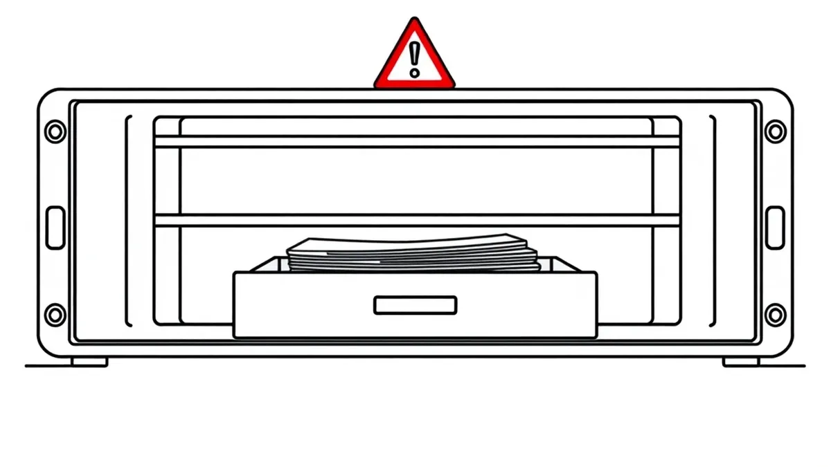 Illustration: A flat, minimalist server box with a single open drawer.