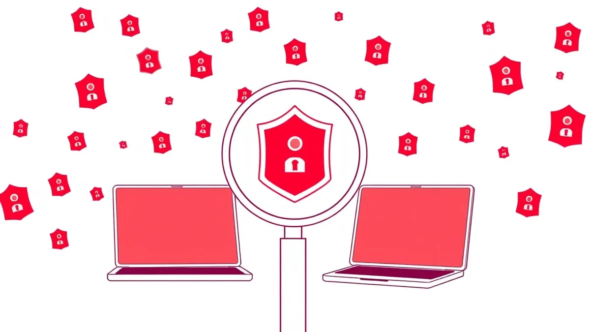 Illustration: A security dashboard glows with scattered red alert icons floating over a clean background.