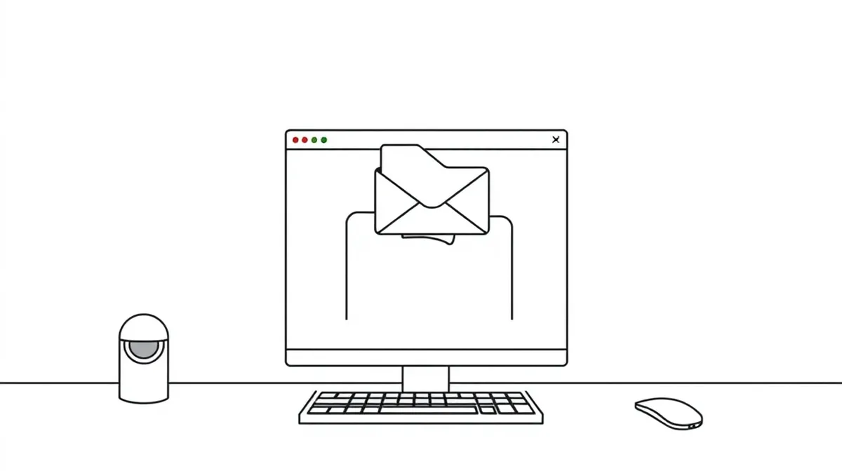 Illustration: A cracked archive utility window sits open on a blank desktop, revealing a hidden command prompt line beneath generic file folders.